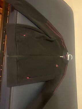 Men's Black Lightweight Zip Jacket with Pink Piping